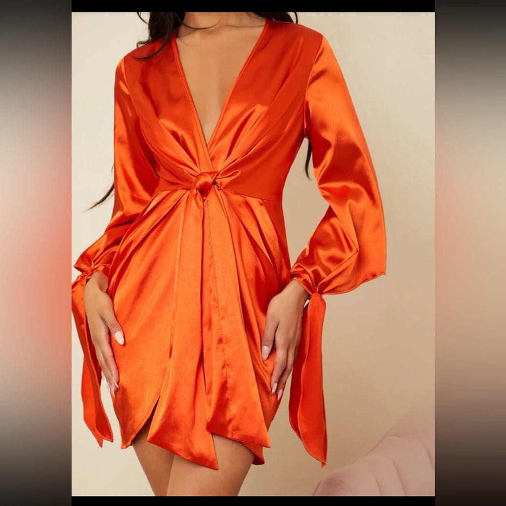 Satin Orange dress size XL - Picture 1 of 3